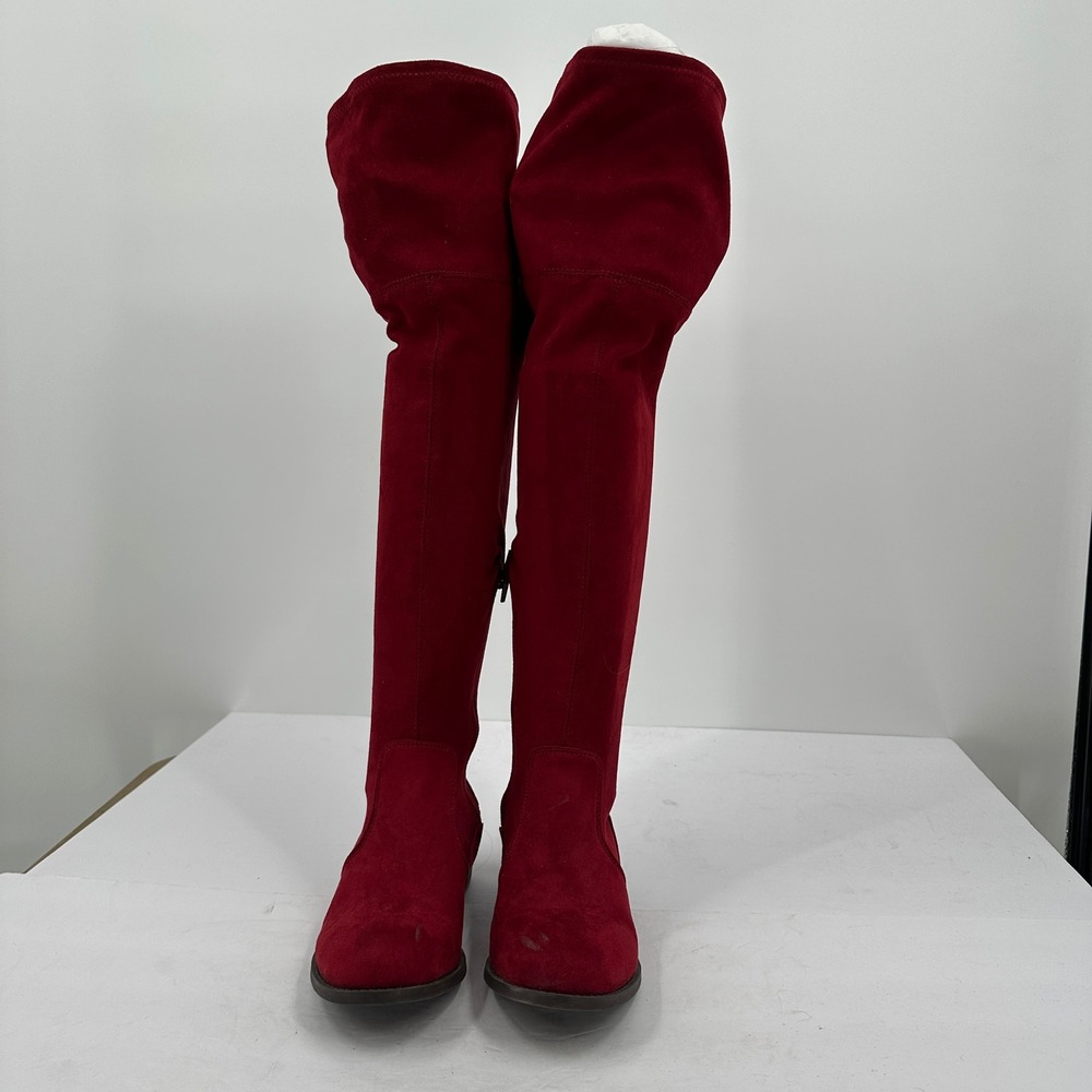 Chinese Laundry Over the Knee Boots Size 6 Red Faux Suede‎ Whimsigoth Boho Chic